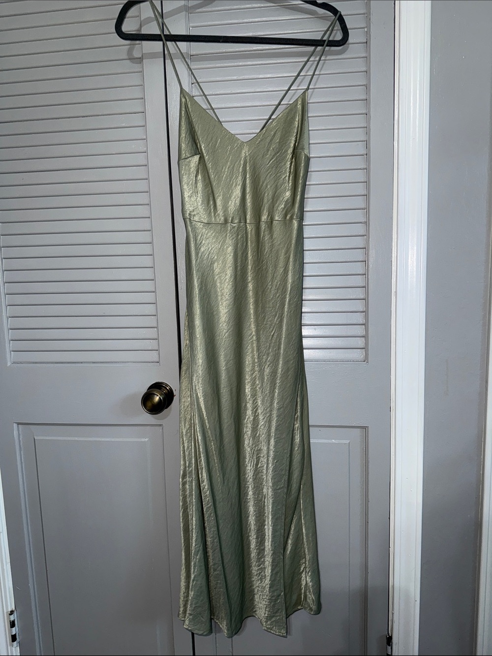 Hello Molly Satin Slip Maxi Dress in Sage